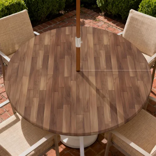 Miniatura 18 de Mantel para exteriores con agujero para sombrilla y cremallera, impermeable, redondo, ajustable con borde elástico, mantel lavable para mesa al aire