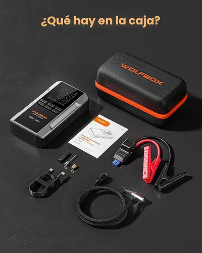 Miniatura 8 de WOLFBOX Arrancador de 3000 A con compresor de aire, batería portátil de coche de 59.2 Why 160 PSI con carga rápida de 65 W, batería de 12 V