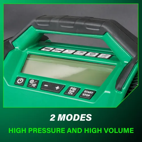 Miniatura 11 de Metabo HPT Inflador de doble función inalámbrico multivoltios de 18 V, inflador de aire portátil con modos de alta presión y alto volumen, presión