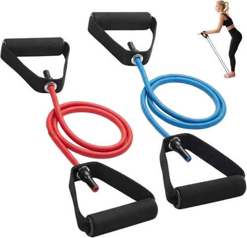 Bandas de resistencia con asas, juego de 2 unidades, bandas de ejercicio ajustables de 20 libras y 25 libras, cuerda de entrenamiento TPE para