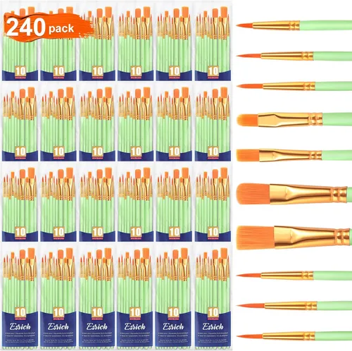 Miniatura 21 de ESRICH Juego de pinceles de pintura acrílica, 16 paquetes/160 unidades, cabezal de cepillo de nailon, adecuado para acrílico, óleo, acuarela, cuerpo