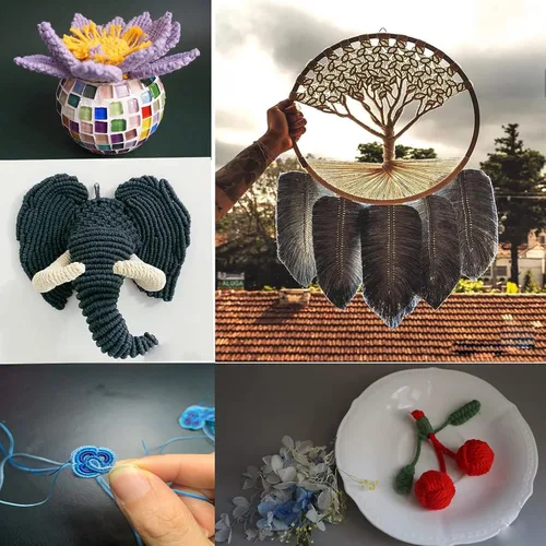 Miniatura 7 de Cordón de algodón para macramé, hilo torcido de 4 capas, cuerda de algodón natural, suministros perfectos de macramé, para hacer soportes colgantes