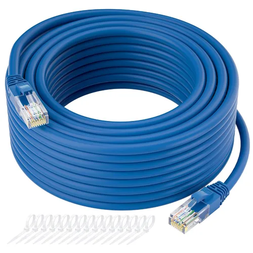 Miniatura 10 de Cable Ethernet Cat5e de 100 pies, cable largo de Internet Cat 5e, cable de conexión sin enganches, flexible, red, LAN, PoE, conector RJ45 estándar