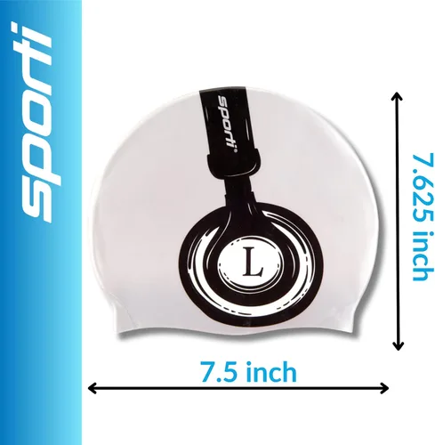 Miniatura 5 de Sporti Gorra de natación de silicona con diseño gráfico con altura de 7.6 pulgadas, apertura de 7.5 pulgadas, gorra de natación antideslizante