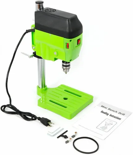Miniatura 10 de Mini prensa de taladro de 340 W, mini prensa de taladro de banco de 3 velocidades, soporte de prensa de taladro portátil, 0-16000 rpm de 3