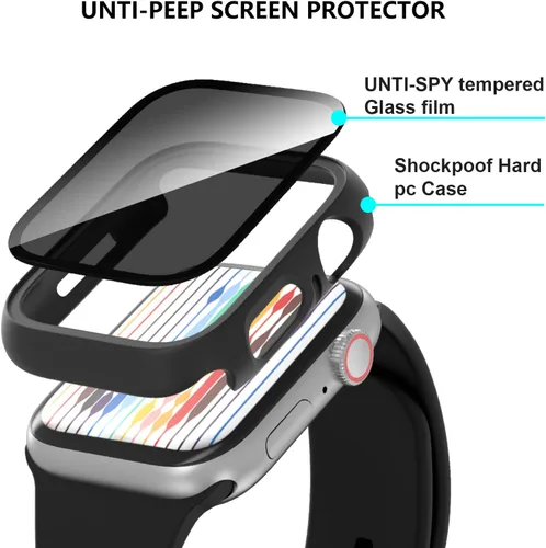 Miniatura 5 de Paquete de 2 fundas protectoras de pantalla para Apple Watch SE 2025 SE Series 6 5 4 SE de 40mm, protector de vidrio Anti-Espía, cubierta rígida