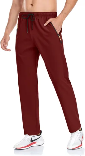 Miniatura 56 de Rapoo Pantalones ligeros para hombre con bolsillos con cremallera, secado rápido, pantalones deportivos de viaje para entrenamiento