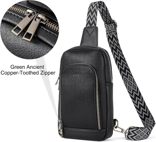 Miniatura 3 de CLUCI Bolso bandolera para mujer, bolso cruzado de cuero para mujer, a la moda, riñonera para hombres y mujeres, mochila grande para el pecho