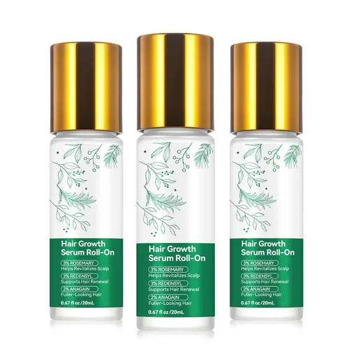 Miniatura 10 de Suero para el crecimiento del cabello roll-on con 3% de romero y redensyl, 2% AnaGain, tratamiento profesional para el crecimiento del cabello
