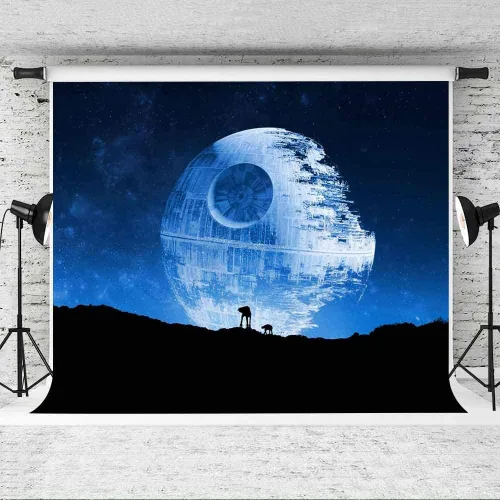 Miniatura 3 de EOA Telón de fondo azul de fotografía de estrella de la muerte de 5 pulgadas de ancho x 3 pies de alto, superarma galáctica, fanáticos de Star Wars