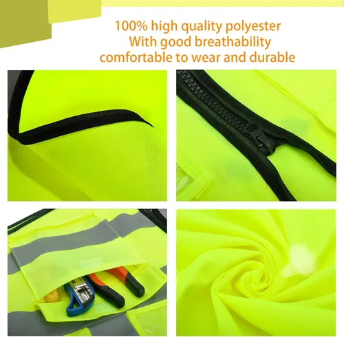 Miniatura 5 de Chaleco de seguridad personalizado para hombres con bolsillos, chaleco de construcción, chaleco reflectante Hi Vis, chaleco de trabajo, chaleco