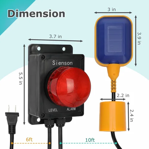 Miniatura 2 de Alarma de bomba de sumidero, alarma de agua para bomba de sumidero con alarma fuerte de 110 dB e indicador LED, sistema de alarma de sumidero