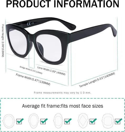 Miniatura 3 de Eyekepper Paquete de 5 lentes de lectura de gran tamaño, lectores retro para mujer, incluyen lectores Sunshine +0.50