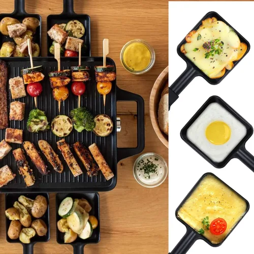 Miniatura 2 de Mini parrilla antiadherente recubierta para quesos accesorios para derretir platos Raclette, juego de 4, 8.5 x 3.8 pulgadas