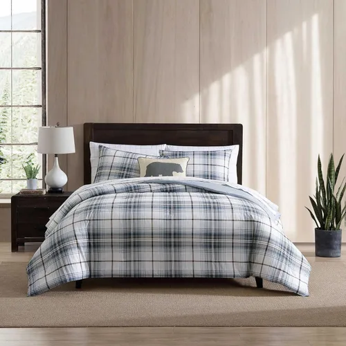 Miniatura 35 de Eddie Bauer - Juego de edredón Queen, ropa de cama reversible a cuadros, elegante y cálida decoración del hogar (gris normandía, Queen)