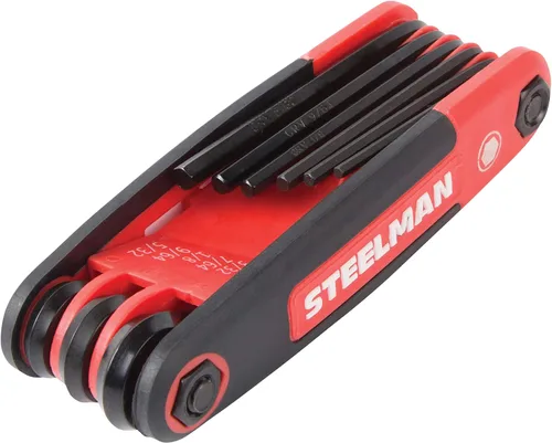 Miniatura 4 de Steelman Llave hexagonal plegable portátil multiherramienta estándar (SAE), el juego incluye 5/64, 3/32, 7/64, 1/8, 9/64, 5/32, 3/16, 7/32, 1/4