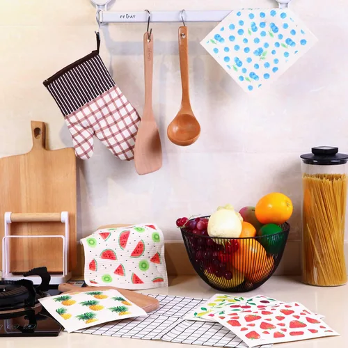 Miniatura 5 de Patelai Paños de cocina suecos mixtos de frutas reutilizables, absorbentes y de secado rápido, paños de limpieza para cocina, arándano, cereza