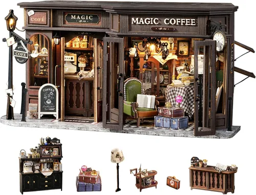 Miniatura 17 de Fsolis Kit de rincón de libros – Kit de casa en miniatura para adultos, estantería 3D rompecabezas de madera Booknook Music Librero Diorama regalos