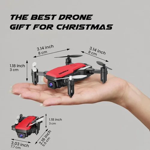 Miniatura 8 de SIMREX Mini dron con cámara 720P HD FPV, cuadricóptero plegable controlado por control remoto, mini dron con mantenimiento de altitud, volteo 3D