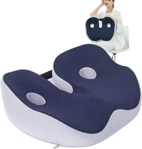 Miniatura 8 de Cojín de asiento de espuma viscoelástica transpirable para el dolor de espalda, coxis, silla ortopédica de oficina, silla de ruedas, soporte