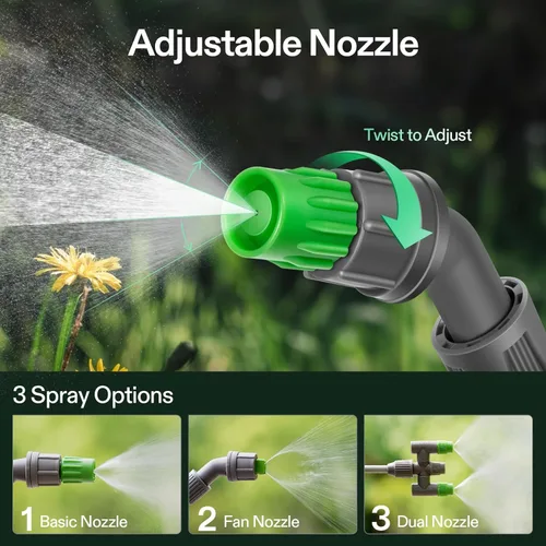 Miniatura 2 de VIVOSUN Pulverizador de bomba de 2.1 galón/8L, rociador de agua de jardín para plantas, malezas y cuidado del césped, con 3 boquillas, manguera