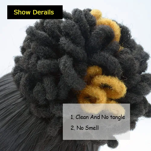 Miniatura 6 de Moños de Cola de Caballo con Cordón Negro Marrón Loc para Mujeres Negras Moño Rizado de Pétalo Loc Cola de Caballo de Rastas Trenzas Faux Locs Moño