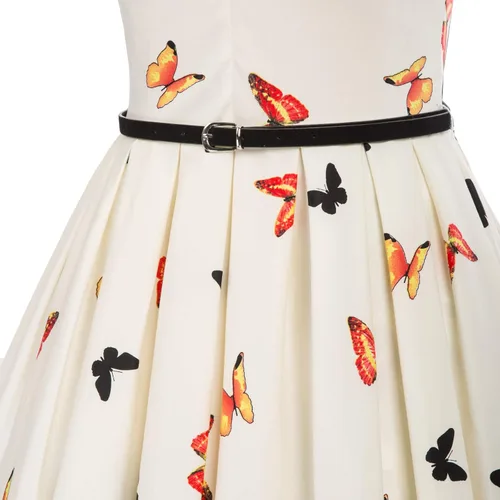 Miniatura 5 de Belle Poque Vestido vintage sin mangas con cinturón, vestidos de los años 50 para mujer