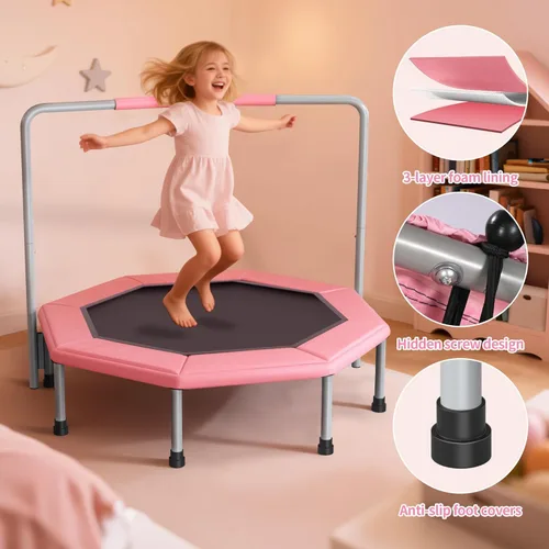 Miniatura 2 de Trampolín infantil de 36 pulgadas para niños de 1 a 3 años, mini trampolín para interiores y exteriores con diseño de resorte sin huecos, juguete