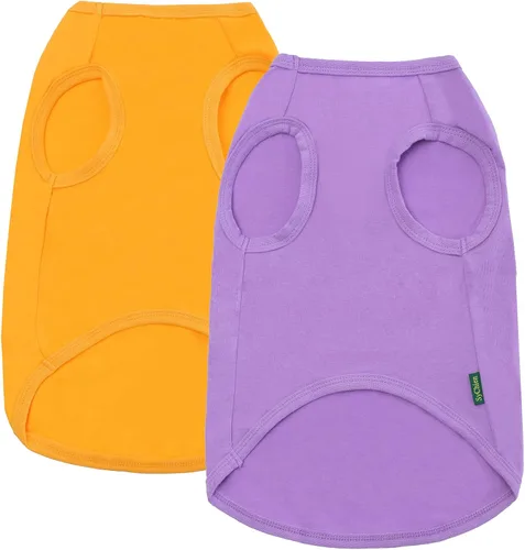 Miniatura 9 de Camisas de algodón en blanco para perros, ropa sencilla para perros medianos, amarillo y púrpura M Amarillo y Purply
