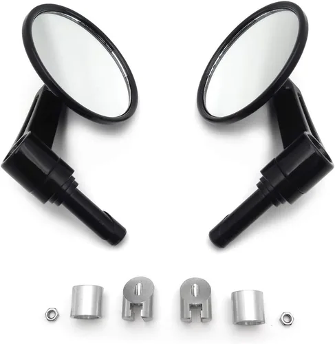 Miniatura 5 de MT448- Negro 7/8" 1" 0.866 in 0.984 in Espejo de extremo de barra redonda Diamante corte hacia abajo Café Compatible con H-D Reemplazo de 56000133A