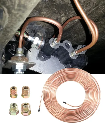 Miniatura 6 de ESEWALAS Kit de tubería de freno flexible, línea de freno de níquel de cobre de 25 pies de 3/16 pulgadas con 16 accesorios, bobina de tubo de línea