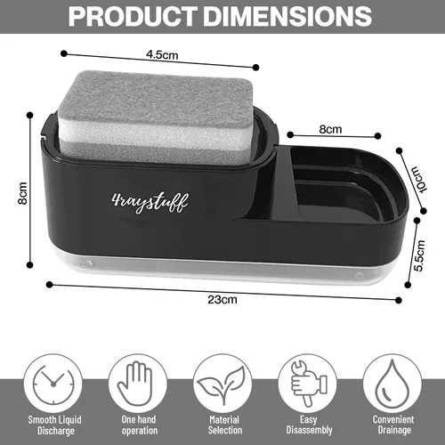 Miniatura 3 de Dispensador de jabón para platos para fregadero de cocina 2 en 1 con soporte para esponja. Dispensador de jabón líquido y esponja incluidos.
