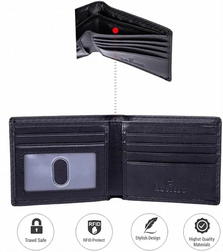 Miniatura 2 de Lositto Cartera de cuero de grano superior con bloqueo RFID para hombres excelente como plegable de viaje