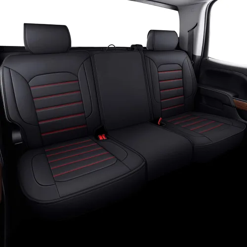 Miniatura 7 de LUCKYMAN CLUB 2 Fundas de asiento delanteras para Silverado que se ajustan a Chevy Silverado Sierra 2007-2023 2024 2025 1500 2500 3500 con piel Negro