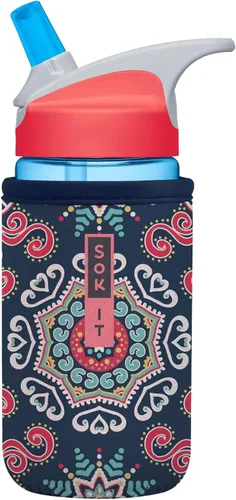 Miniatura 64 de Sok It BotlSok Funda para botella de agua con cubierta de neopreno aislante (Floral abstracto, se ajusta a CamelBak o Nalgene de 12 onzas)