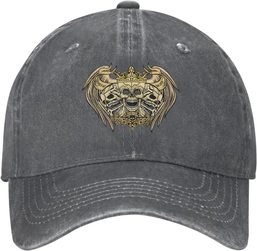 Miniatura 2 de Cowboy Hat Trendy Hats for Man and Women Djustable Four Season Outdoor Baseball Cap of Hell Skull with Angel Deep Heather