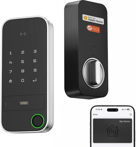 ThorBolt X1 Apple Home - Llave para desbloquear, solo para iOS, entrada sin llave, cerradura de puerta, cerradura de cerrojo de teclado funciona con