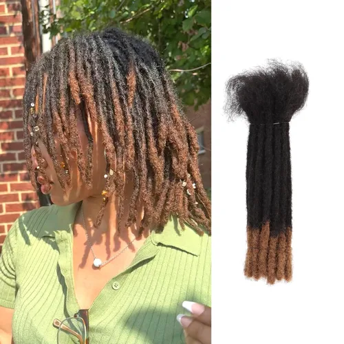 Miniatura 23 de Viovian Extensiones de rastas de 0.23 pulgadas de cabello humano de 6 pulgadas, 20 hebras ombré, extensiones de cabello humano para hombres, 1b/27
