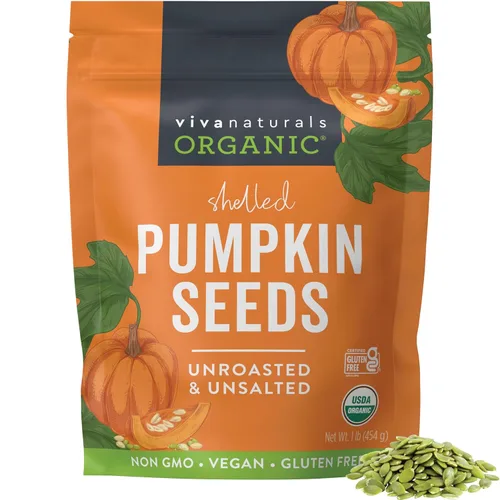 Miniatura 11 de Viva Naturals Semillas de calabaza orgánicas, 2 libras (32 onzas, 907 g) – Despeladas, sin tostar, sin sal, sin transgénicos, veganas, buena fuente