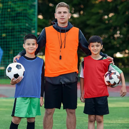 Miniatura 5 de 48 piezas de camisetas deportivas juveniles de fútbol para practicar baloncesto, 4 colores, 4 equipos para entrenamiento de equipo de fútbol