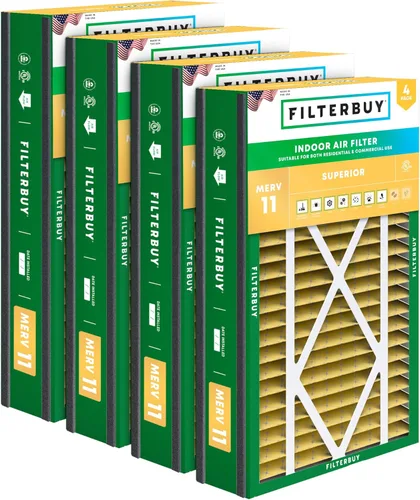 Miniatura 24 de Filterbuy Filtro de aire MERV 11 de 10 x 17 x 2 pulgadas Defensa Superior contra Mascotas y Alergias (paquete de 4), filtros exteriores plisados