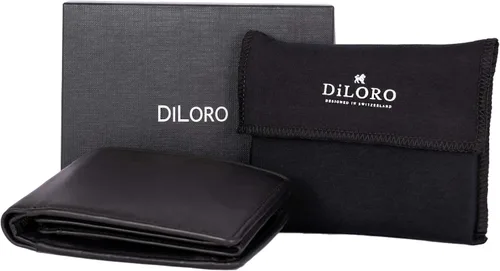 Miniatura 5 de DiLoro Italia - Cartera de cuero para hombre, tamaño completo, plegable, con cremallera, con protección RFID