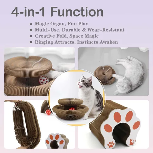 Miniatura 5 de Gatito - Tabla rascadora de juguete para gatos, órgano mágico, hecho de cartón corrugado reciclable, tablero de arañazos para gatos equipado