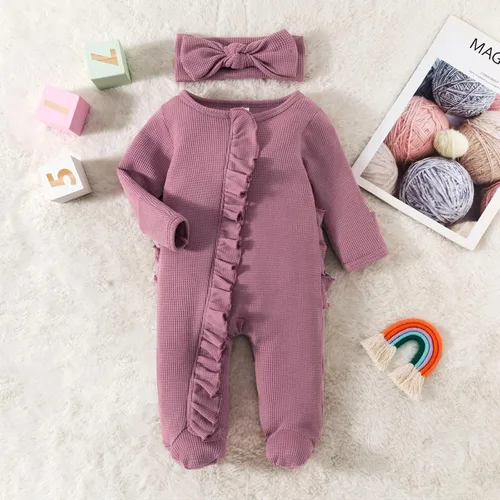 Miniatura 3 de Ropa para bebé recién nacida, con volantes, con cremallera, para llegar a casa, ropa de otoñoinvierno de 0 a 12 meses