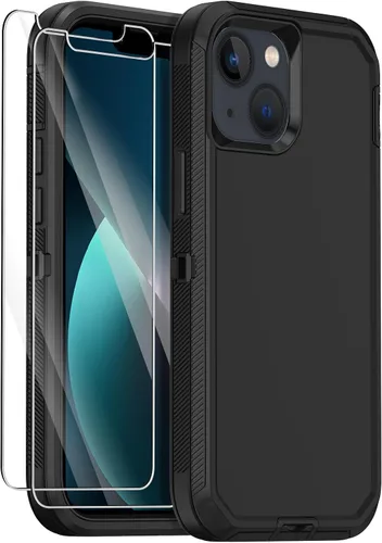 Funda para iPhone 13 con 2 protectores de pantalla, protección contra caídas a prueba de golpes, cuerpo completo, resistente, 3 capas, militar,
