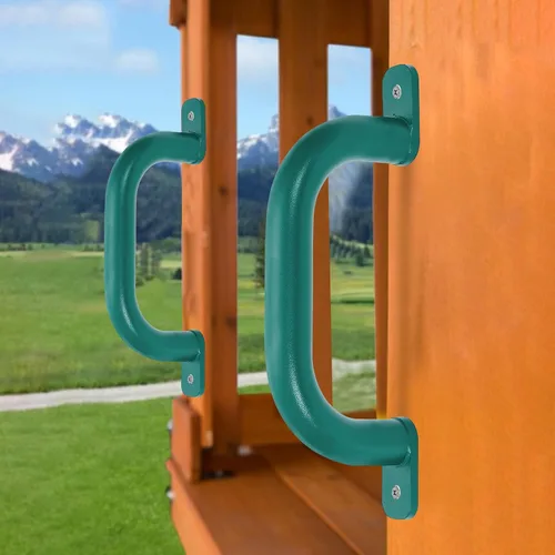Miniatura 6 de Paquete de 2 manijas de accesorios para patio de juegos de 10 pulgadas, color verde, asas de agarre para juegos al aire libre, juego de columpios