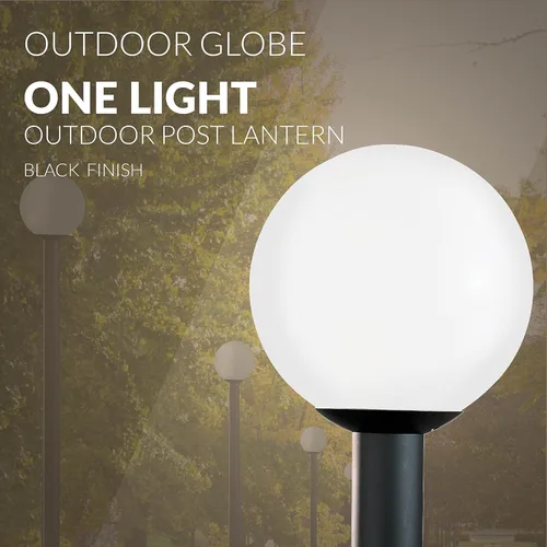 Miniatura 6 de Sea Gull Lighting 8254-68 Globo al aire libre poste linterna exterior accesorio, uno - luz, plástico blanco
