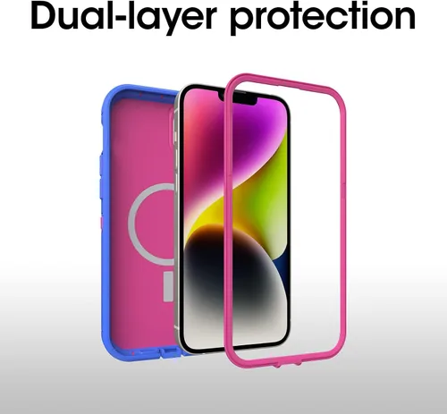 Miniatura 3 de OtterBox Funda para iPhone 14 Plus Defender Series XT - Blooming Lotus (rosa), sin pantalla, resistente, se ajusta a MagSafe, accesorio de cordón