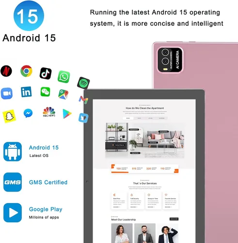 Miniatura 6 de HOTTABLET 10" Tableta Android 15 de 12 (4+8Expand) GB RAM+64GB ROM, cámara dual de 2+8 MP, batería de 6000 mAh (tableta+estuche+lápiz capacitivo)