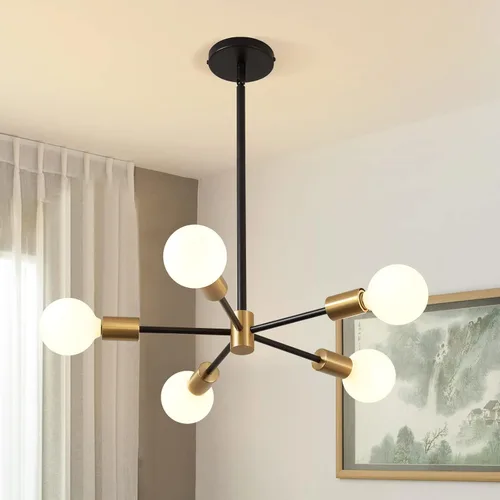 Miniatura 15 de KAISITE Lámpara de Araña Moderna Sputnik Luz de Techo 8 Luces Lámpara de Araña Dorada Luz de Comedor Sobre Mesa Altura Ajustable Lámpara de Araña